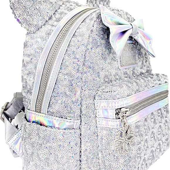 Loungefly X LASR Exclusive Disney Holographic Sequin Minnie Mini Backpack - Picture 2 of 5